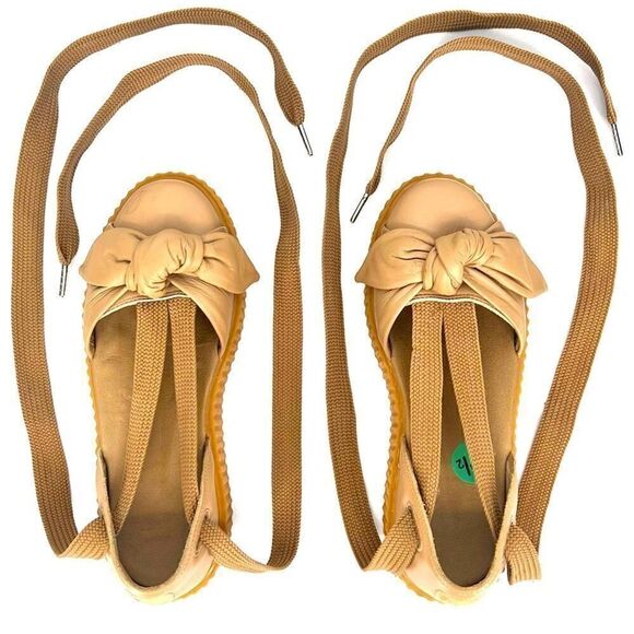 Fenty X Puma Rihanna Bow Creeper Ankle Laced Tan Leather Platform Sandals 7.5 - Picture 7 of 11